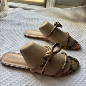 Ulla Johnson Beige and Snake Print Sandals